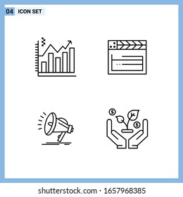  4 Iconos. Símbolos de esquema creativo de estilo de línea. Signo de icono de línea negra aislado en fondo blanco.