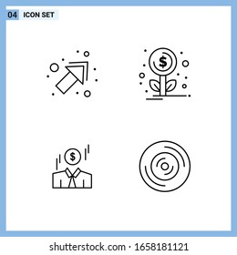  4 Iconos. Símbolos de esquema creativo de estilo de línea. Signo de icono de línea negra aislado en fondo blanco.