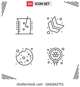 4 Icons Line Style. Grid Based Creative Outline Symbols for Website Design. Simple Line Icon Signs Isolated on White Background. 4 Icon Set.