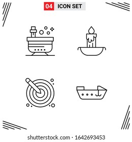 4 Icons Line Style. Grid Based Creative Outline Symbols for Website Design. Simple Line Icon Signs Isolated on White Background. 4 Icon Set.