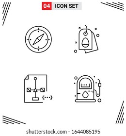 4 Symbole Zeilenstil. Grid-basierte Kreative Rahmensymbole für Website-Design. Einfache Liniensymbole einzeln auf weißem Hintergrund. 4 Symbolsatz.