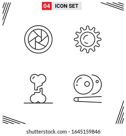 4 Icons Line Style. Grid Based Creative Outline Symbols for Website Design. Simple Line Icon Signs Isolated on White Background. 4 Icon Set.