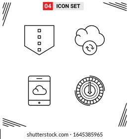 4 Icons Line Style. Grid Based Creative Outline Symbols for Website Design. Simple Line Icon Signs Isolated on White Background. 4 Icon Set.