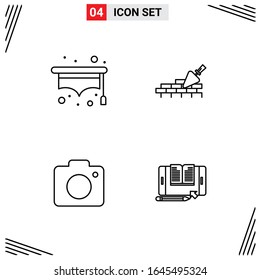 4 Symbole Zeilenstil. Grid-basierte Kreative Rahmensymbole für Website-Design. Einfache Liniensymbole einzeln auf weißem Hintergrund. 4 Symbolsatz.