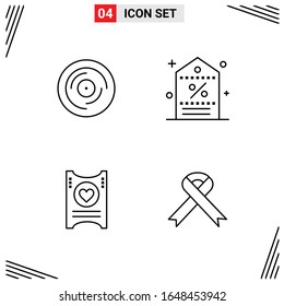 4 Symbole Zeilenstil. Grid-basierte Kreative Rahmensymbole für Website-Design. Einfache Liniensymbole einzeln auf weißem Hintergrund. 4 Symbolsatz.