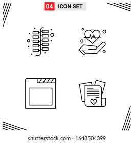4 Icons Line Style. Grid Based Creative Outline Symbols for Website Design. Simple Line Icon Signs Isolated on White Background. 4 Icon Set.