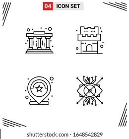 4 Icons Line Style. Grid Based Creative Outline Symbols for Website Design. Simple Line Icon Signs Isolated on White Background. 4 Icon Set.