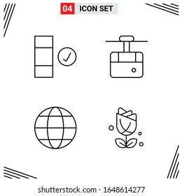 4 Icons Line Style. Grid Based Creative Outline Symbols for Website Design. Simple Line Icon Signs Isolated on White Background. 4 Icon Set.