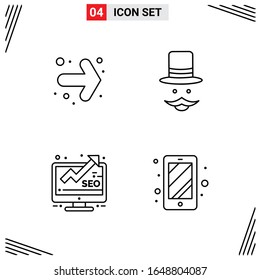 4 Icons Line Style. Grid Based Creative Outline Symbols for Website Design. Simple Line Icon Signs Isolated on White Background. 4 Icon Set.