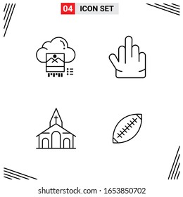 4 Icons Line Style. Grid Based Creative Outline Symbols for Website Design. Simple Line Icon Signs Isolated on White Background. 4 Icon Set.