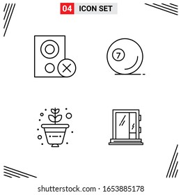 4 Icons Line Style. Grid Based Creative Outline Symbols for Website Design. Simple Line Icon Signs Isolated on White Background. 4 Icon Set.