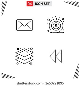 4 Symbole Zeilenstil. Grid-basierte Kreative Rahmensymbole für Website-Design. Einfache Liniensymbole einzeln auf weißem Hintergrund.4 Symbolsatz.