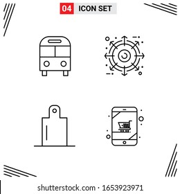 4 Icons Line Style. Grid Based Creative Outline Symbols for Website Design. Simple Line Icon Signs Isolated on White Background. 4 Icon Set.