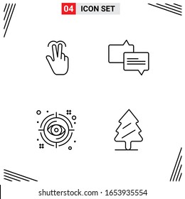 4 Icons Line Style. Grid Based Creative Outline Symbols for Website Design. Simple Line Icon Signs Isolated on White Background. 4 Icon Set.
