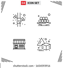 4 Icons Line Style. Grid Based Creative Outline Symbols for Website Design. Simple Line Icon Signs Isolated on White Background. 4 Icon Set.