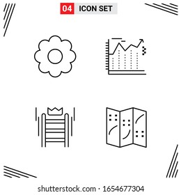 4 Icons Line Style. Grid Based Creative Outline Symbols for Website Design. Simple Line Icon Signs Isolated on White Background. 4 Icon Set.
