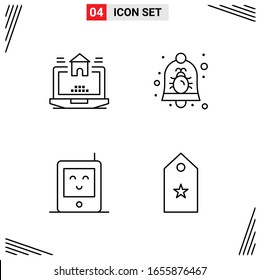4 Symbole Zeilenstil. Grid-basierte Kreative Rahmensymbole für Website-Design. Einfache Liniensymbole einzeln auf weißem Hintergrund.4 Symbolsatz.
