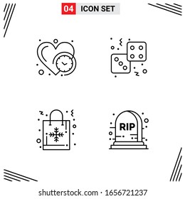 4 Icons Line Style. Grid Based Creative Outline Symbols for Website Design. Simple Line Icon Signs Isolated on White Background. 4 Icon Set.