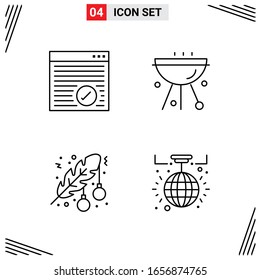 4 Icons Line Style. Grid Based Creative Outline Symbols for Website Design. Simple Line Icon Signs Isolated on White Background. 4 Icon Set.