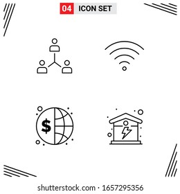 4 Icons Line Style. Grid Based Creative Outline Symbols for Website Design. Simple Line Icon Signs Isolated on White Background. 4 Icon Set.