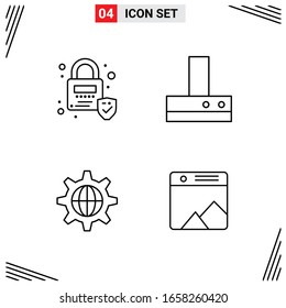 4 Symbole Zeilenstil. Grid-basierte Kreative Rahmensymbole für Website-Design. Einfache Liniensymbole einzeln auf weißem Hintergrund.4 Symbolsatz.