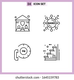 4 Icons in Line Style. Outline Symbols on White Background. Creative Vector Signs for Web mobile and Print.