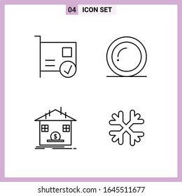 4 Icons in Line Style. Outline Symbols on White Background. Creative Vector Signs for Web mobile and Print.