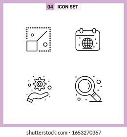 4 Icons in Line Style. Outline Symbols on White Background. Creative Vector Signs for Web mobile and Print.