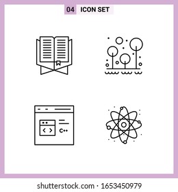 4 Icons in Line Style. Outline Symbols on White Background. Creative Vector Signs for Web mobile and Print.