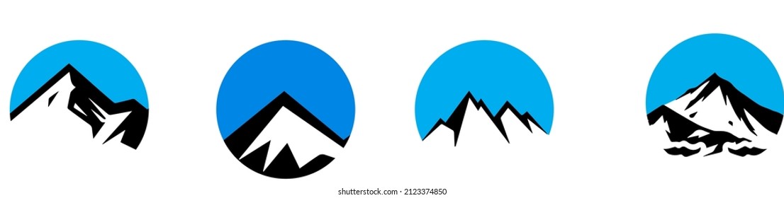 4 icons with mountains minimalistic