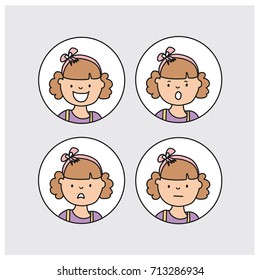 4 Icons Set Girl