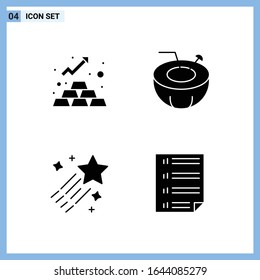 4 Icons. Solid style Creative Glyph Symbols. Black Solid Icon Sign Isolated on White Background.
