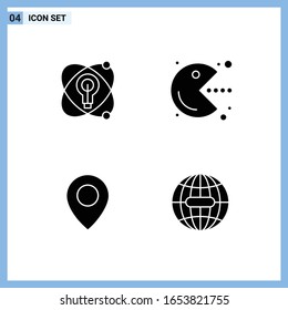 4 Icons. Solid style Creative Glyph Symbols. Black Solid Icon Sign Isolated on White Background.