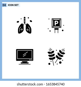 4 Icons. Solid style Creative Glyph Symbols. Black Solid Icon Sign Isolated on White Background.