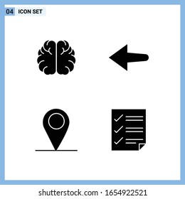 4 Icons. Solid style Creative Glyph Symbols. Black Solid Icon Sign Isolated on White Background.