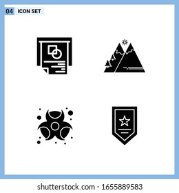 4 Icons. Solid style Creative Glyph Symbols. Black Solid Icon Sign Isolated on White Background.