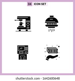 4 Icons in Solid Style. Glyph Symbols on White Background. Creative Vector Signs for Web mobile and Print.