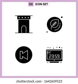 4 Icons in Solid Style. Glyph Symbols on White Background. Creative Vector Signs for Web mobile and Print.