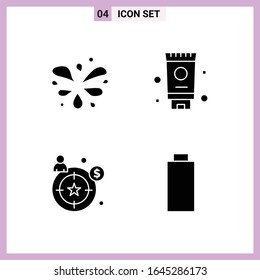 4 Icons in Solid Style. Glyph Symbols on White Background. Creative Vector Signs for Web mobile and Print.