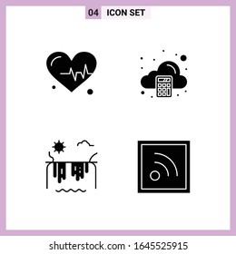 4 Icons in Solid Style. Glyph Symbols on White Background. Creative Vector Signs for Web mobile and Print.