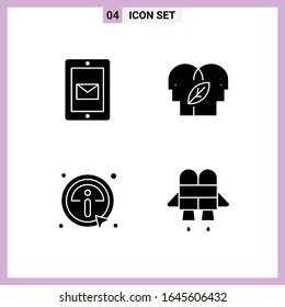 4 Icons in Solid Style. Glyph Symbols on White Background. Creative Vector Signs for Web mobile and Print.