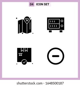 4 Icons in Solid Style. Glyph Symbols on White Background. Creative Vector Signs for Web mobile and Print.