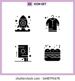 4 iconos en estilo sólido. Símbolos de glifo sobre fondo blanco. Señales de vectores creativos para móviles web e impresión.