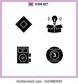 4 Icons in Solid Style. Glyph Symbols on White Background. Creative Vector Signs for Web mobile and Print.