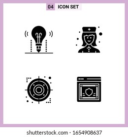4 Icons in Solid Style. Glyph Symbols on White Background. Creative Vector Signs for Web mobile and Print.