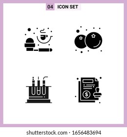4 iconos en estilo sólido. Símbolos de glifo sobre fondo blanco. Señales de vectores creativos para móviles web e impresión.