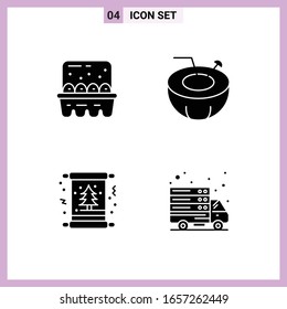 4 Icons in Solid Style. Glyph Symbols on White Background. Creative Vector Signs for Web mobile and Print.