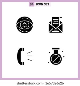 4 Icons in Solid Style. Glyph Symbols on White Background. Creative Vector Signs for Web mobile and Print.