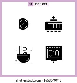 4 Icons in Solid Style. Glyph Symbols on White Background. Creative Vector Signs for Web mobile and Print.