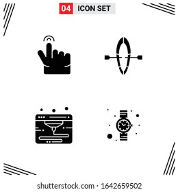4 Icons Solid Style. Grid Based Creative Glyph Symbols for Website Design. Simple Solid Icon Signs Isolated on White Background. 4 Icon Set.